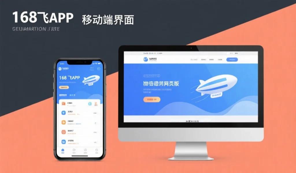 展示168飞艇APP移动界面与网页版电脑界面对比,风格简洁现代,突出两端的功能与视觉差异